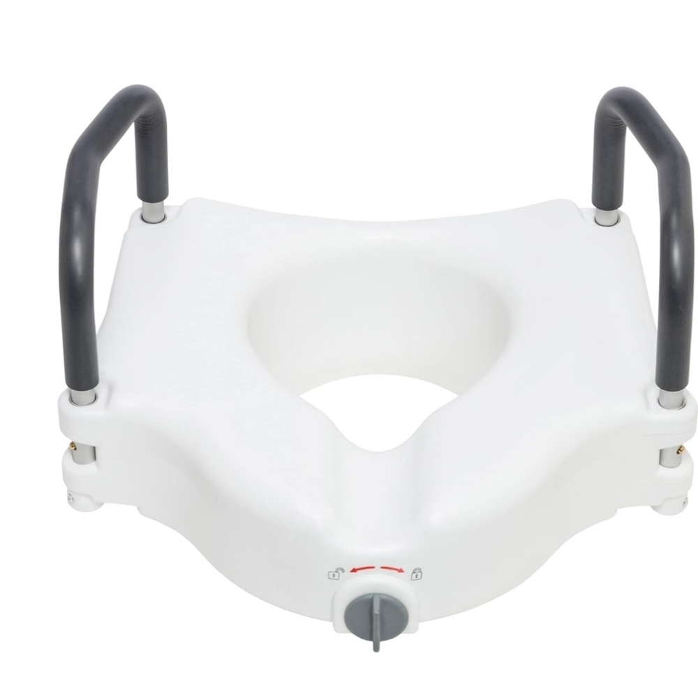 Drive Medical Elevated Raised Toilet Seat with Removable Padded Arms. Brand New